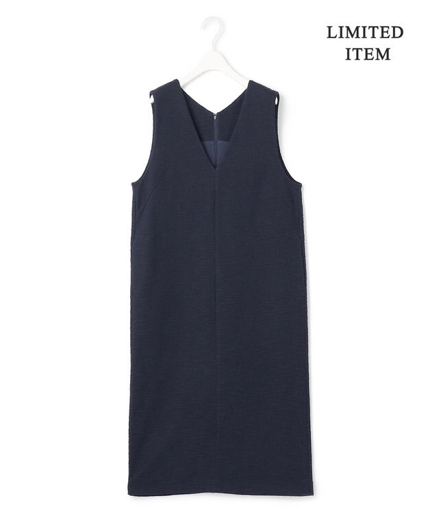 ICB L 【WEB限定・洗える】 ツイードインレイ ジャンパースカート ワンピース ネイビーブルー系