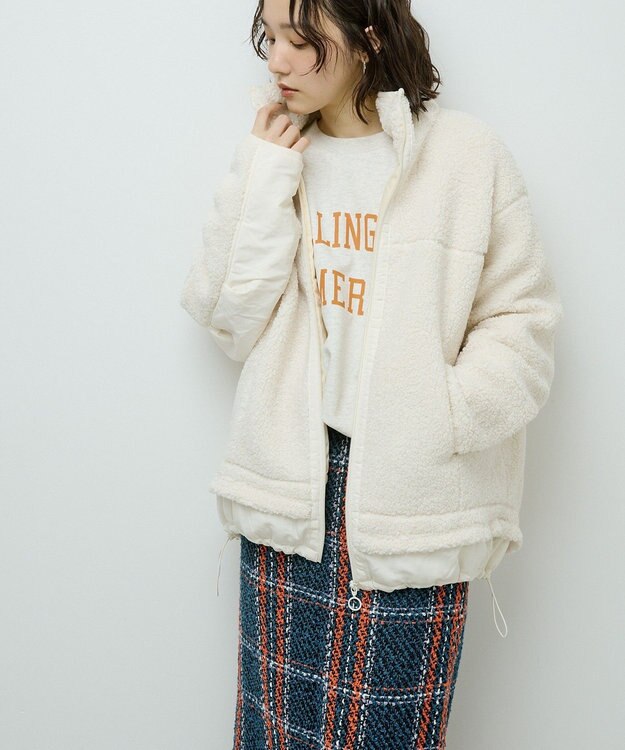 Green Parks 異素材コンビスタンドボアブルゾン Ivory