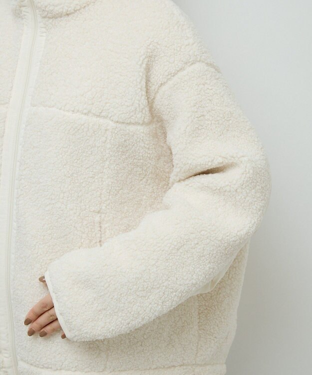 Green Parks 異素材コンビスタンドボアブルゾン Ivory