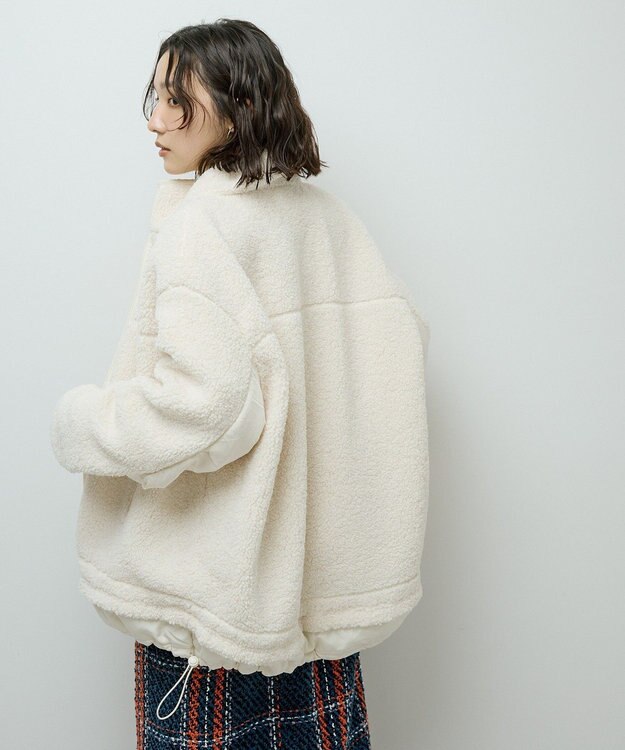 Green Parks 異素材コンビスタンドボアブルゾン Ivory