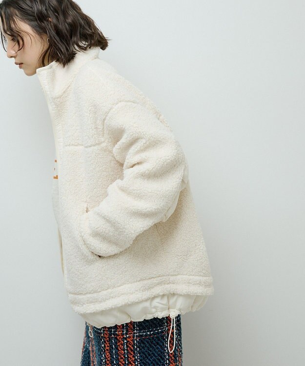 Green Parks 異素材コンビスタンドボアブルゾン Ivory