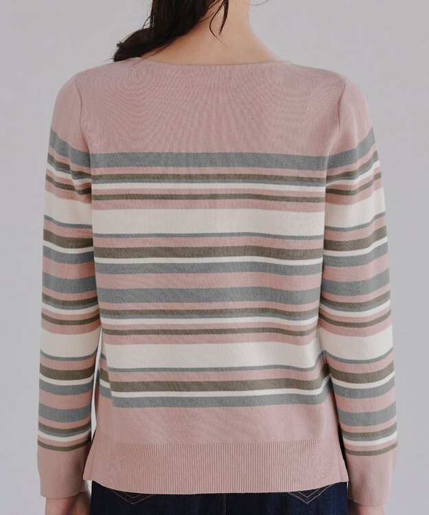 Tiaclasse マルチボーダーニットトップス ピンク