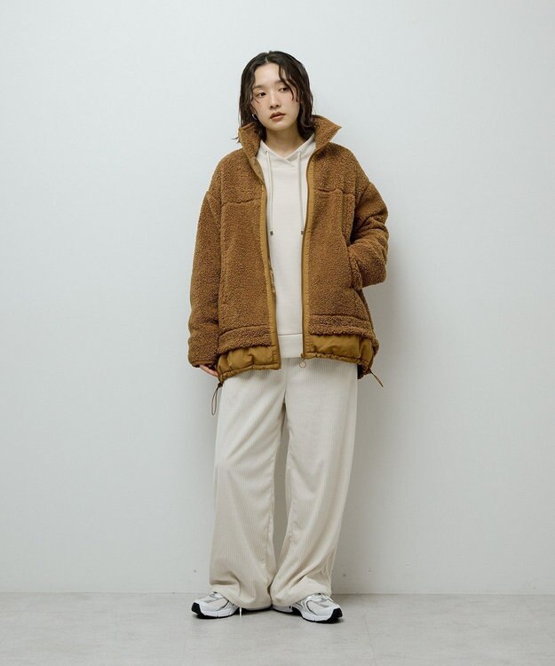 Green Parks 異素材コンビスタンドボアブルゾン Camel