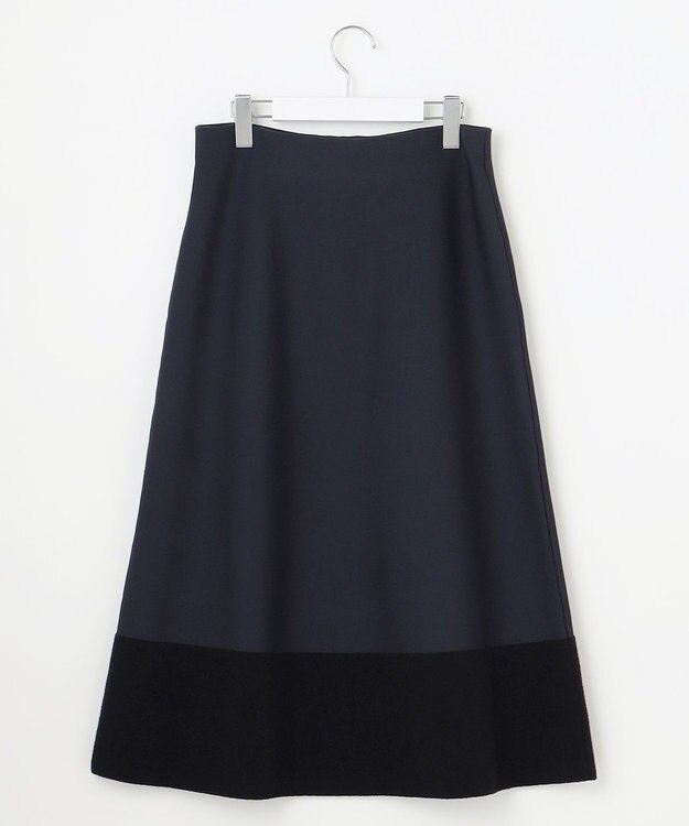 自由区 S モールブロッキングニット スカート ネイビー
