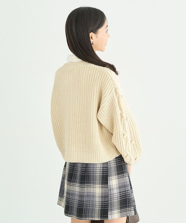 earth music&ecology ポップコーンケーブルカーディガン Ivory