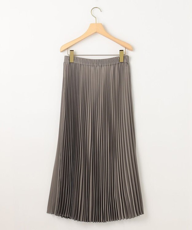 組曲 S レザーライクサテン プリーツスカート モカブラウン系