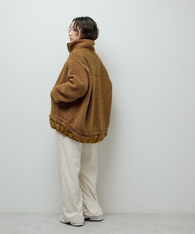 Green Parks 異素材コンビスタンドボアブルゾン Camel