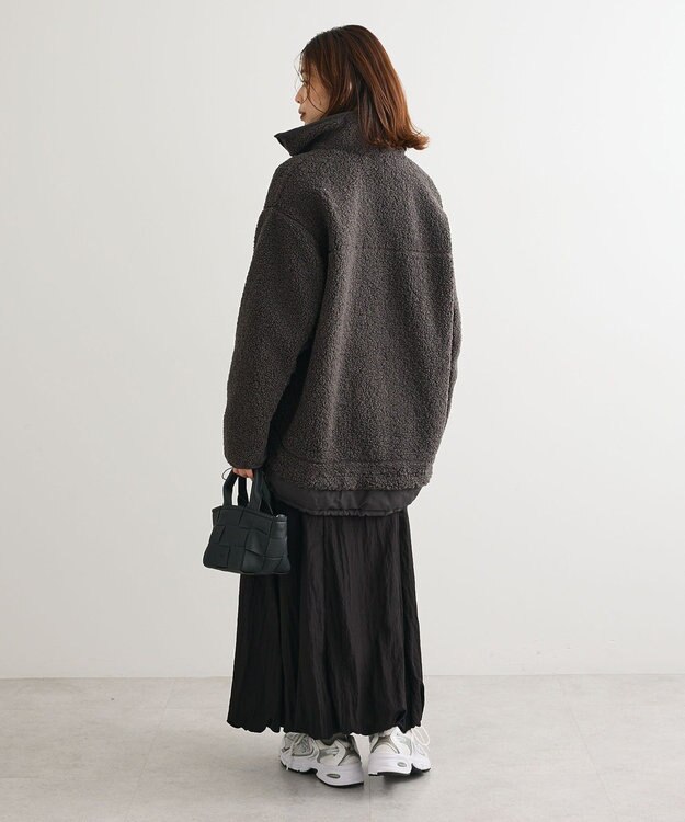 Green Parks 異素材コンビスタンドボアブルゾン Charcoal Gray