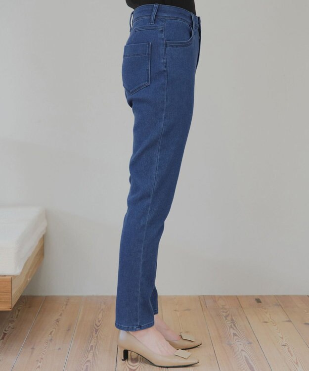 Tiaclasse 【裏起毛・洗える】マシュマロタッチデニムパンツ ブルー