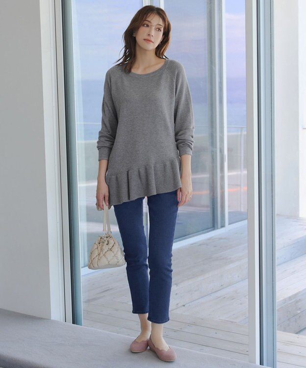 Tiaclasse 【裏起毛・洗える】マシュマロタッチデニムパンツ ブルー