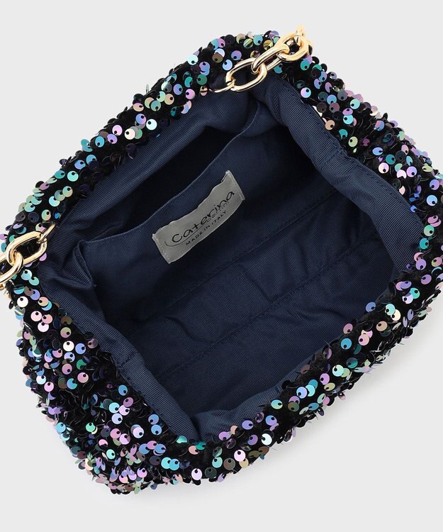 GRACE CONTINENTAL Caterina bertini スパンチェーンバッグ1 ネイビー