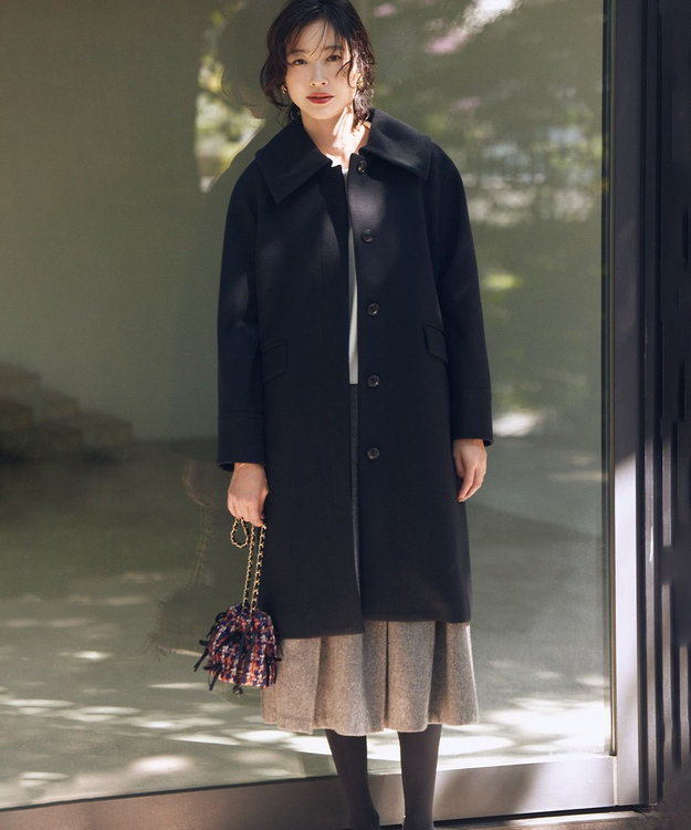 組曲 【加藤ローサさん着用 / 前後着用可】スムースストレッチロールネック ニット アイボリー系