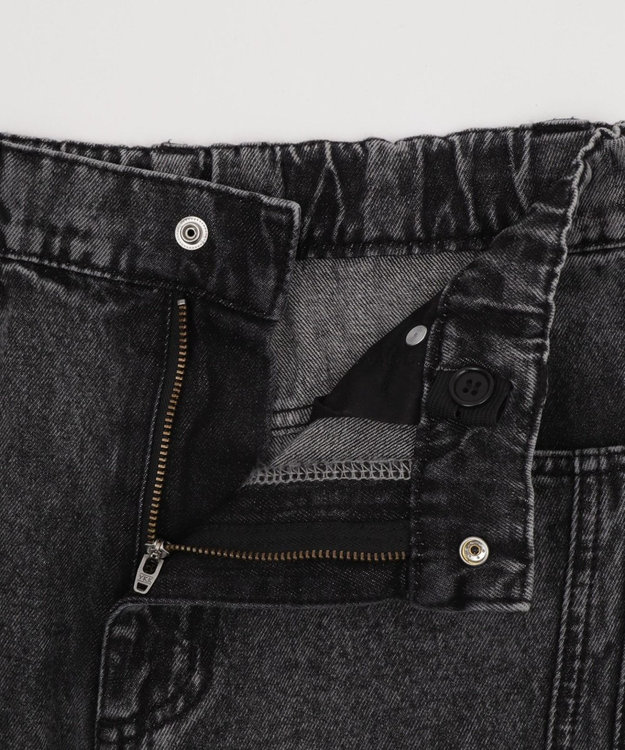 WEGO 【KIDS/150cm/160cm/ウエストゴム】イージー3Dバレルレッグデニムパンツ（JUNIOR） デニムブラックソノタ