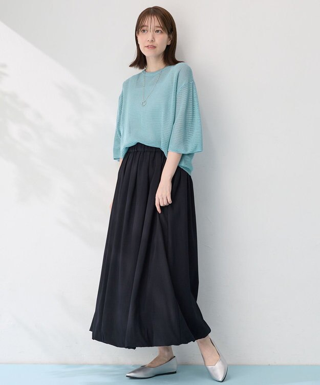 ANY L 【撥水/ウエストゴム】バルーンスカート ブラック