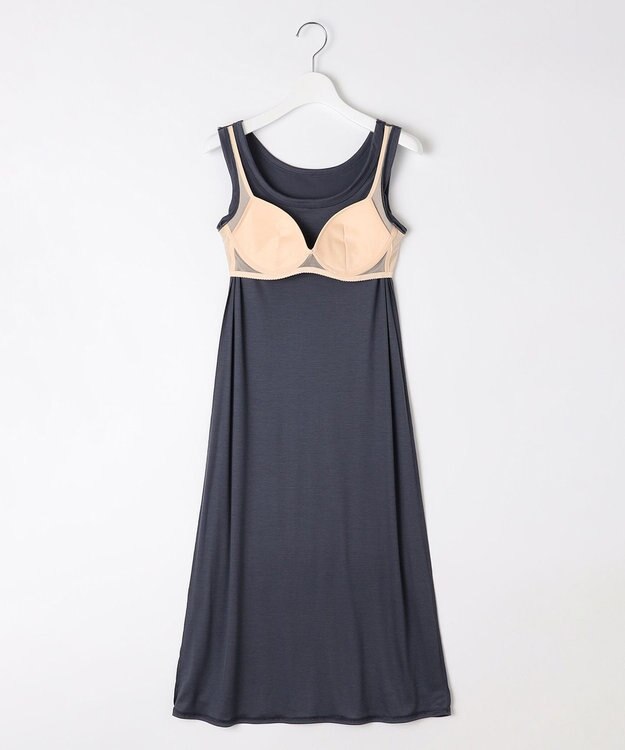 自由区 L 【ワコールコラボ】【カタログ掲載・洗える】レーシーニット ドレス ネイビー