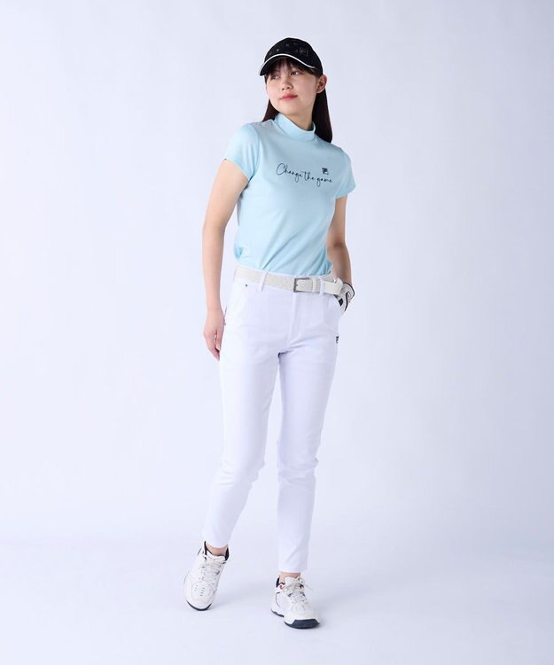 FILA GOLF／marie claire 【FILA GOLF】 ウェストロゴジャガードゴムツイルロングパンツ ホワイト