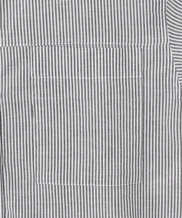 ANY 【洗濯機可能】ダブルポケット クロップドシャツ ストライプ