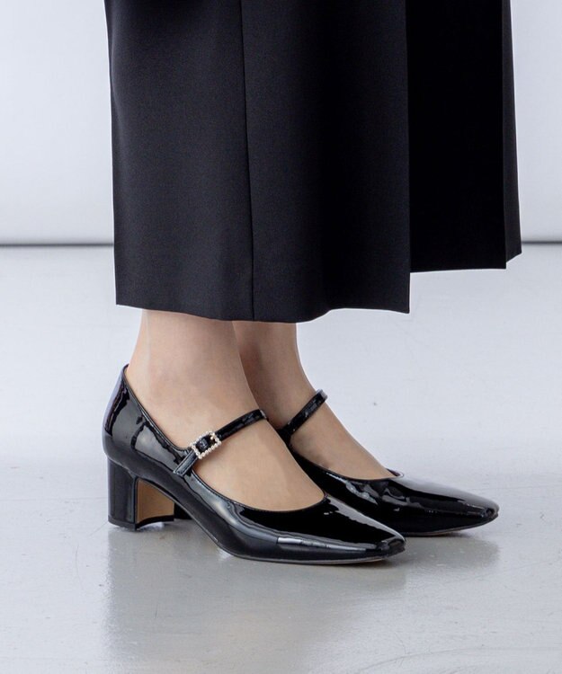 組曲 ビジューバックルメリージェーン パンプス ブラック系