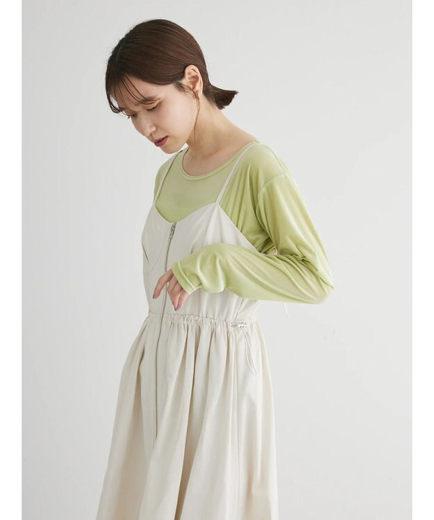 Green Parks クルーネックシアーベロアプルオーバー Lime Green