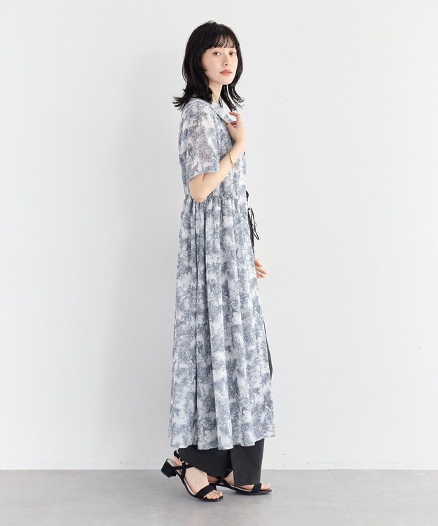 YECCA VECCA サファリ柄フレアシャツワンピース Off White