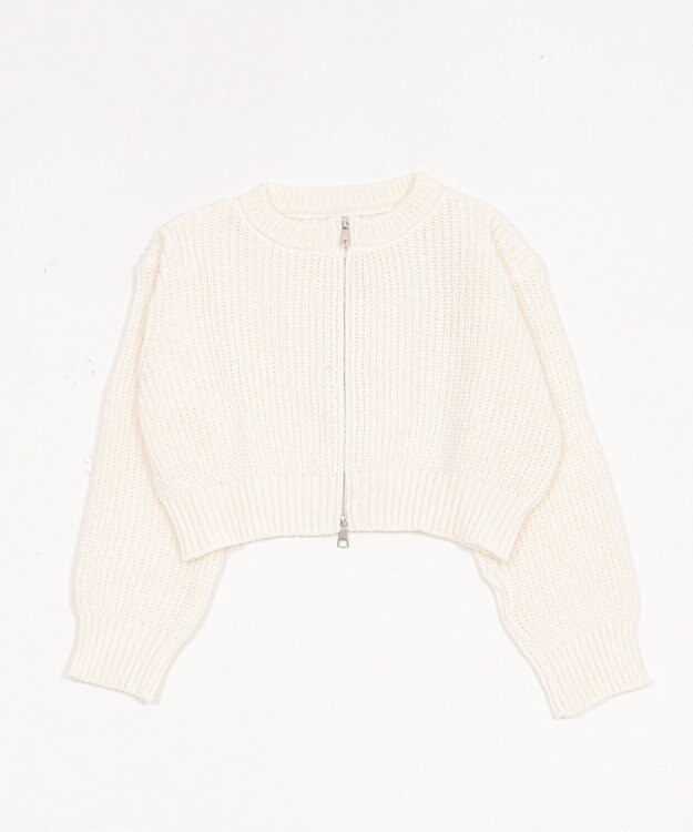 WEGO ダブルZIPニットカーデ ホワイトアイボリー