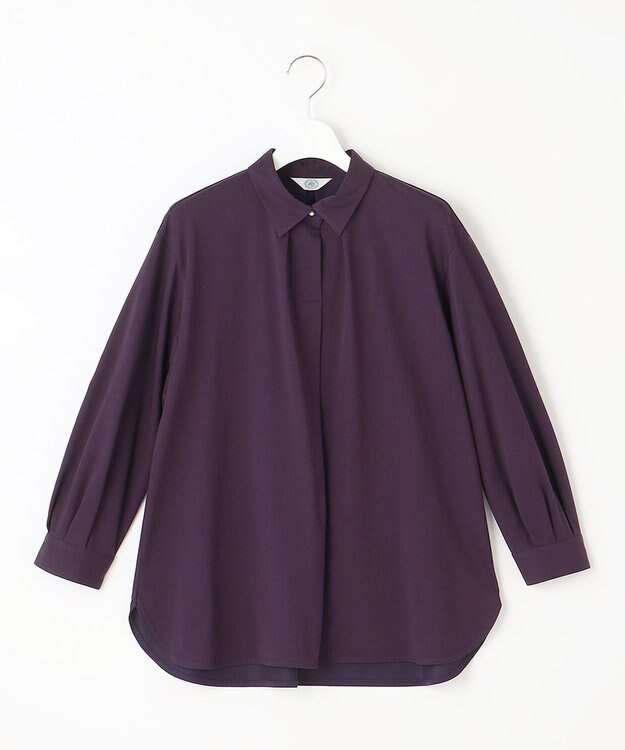 J.PRESS LADIES 【吸水速乾】OUKAプレーティング シャツカラー カットソー パープル系