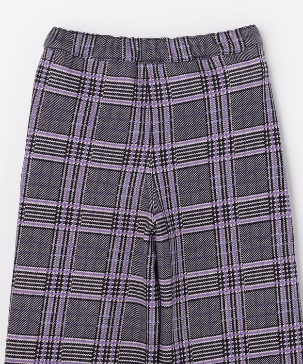 ANY KIDS レースアップ 裏シャギーワイドパンツ ブラック×チェック