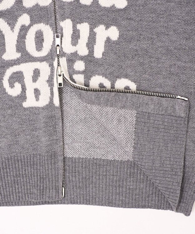 WEGO グラフィックジャガードニットZIPパーカー グレー