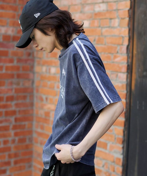 WEGO 【ユニセックス着用ITEM】スリーブラインロゴBIG　T（SS） ネイビー