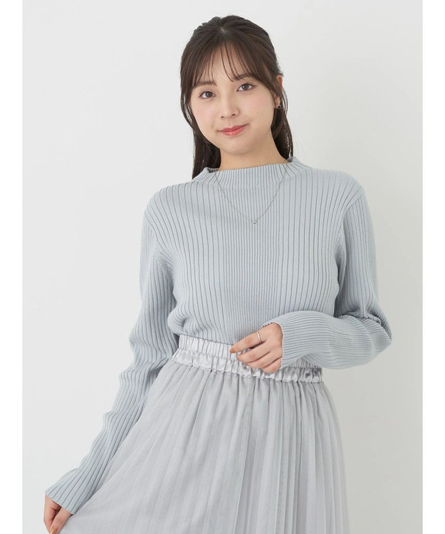 earth music&ecology 切り替えリブニットプルオーバー Sax