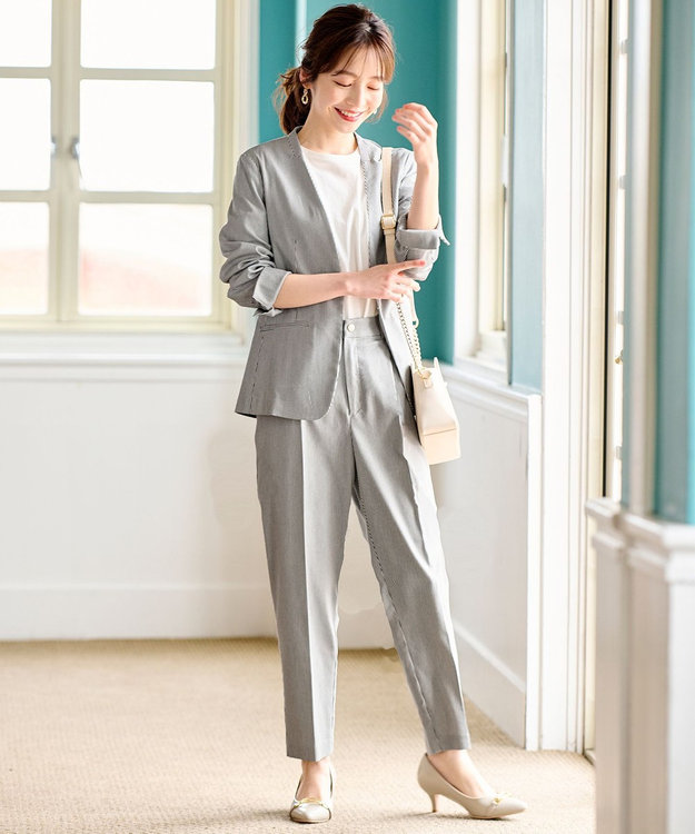 ANY SIS 【洗える】コードレーンストレッチ ジャケット ブラック