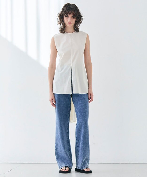 BEIGE， 【洗える・GISELe 6月号掲載】MALLOW / バックリボンコットンノースリーブブラウス Meringue