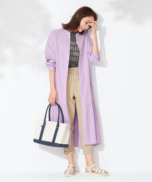 ANY 【洗える】ライトリネンクロス ワンピース パープル