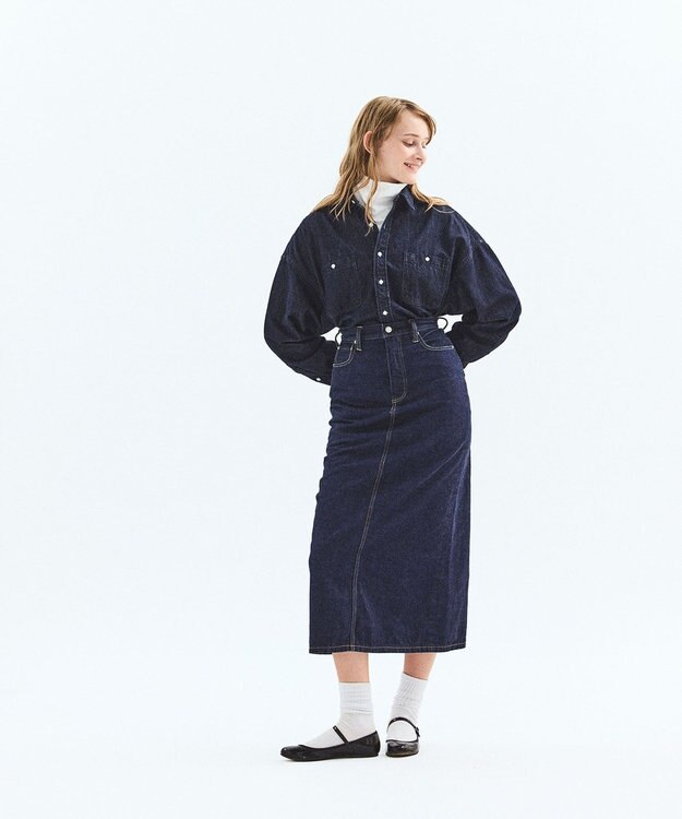 LENO DENIM SKIRT　デニムマキシスカート INDIGO
