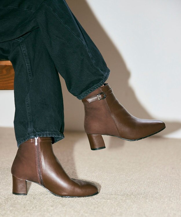 Pointer 本革スエードコンビショートブーツ ダークブラウン(コンビ)