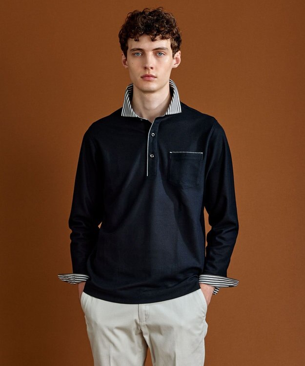 JOSEPH ABBOUD 【オーガニックコットン】ダディポロシャツ ブラック系