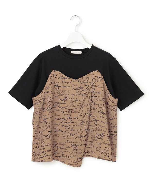 ICB 【30th ANNIVERSARY】5cityプリント コンビカットソー ブラック×バーントアンバー