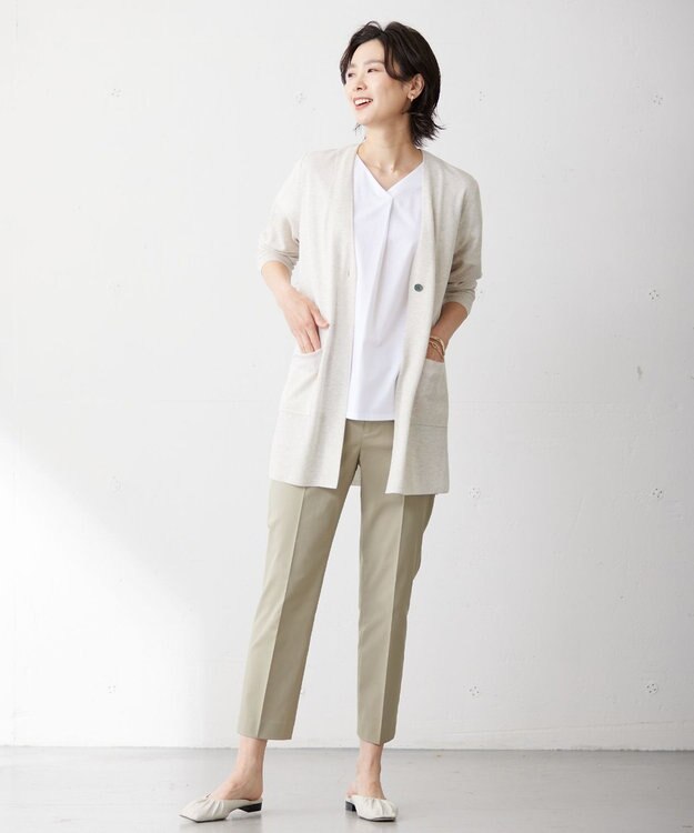 J.PRESS LADIES S 【洗える】Vis/Peスパーク ポケット カーディガン アイボリー系