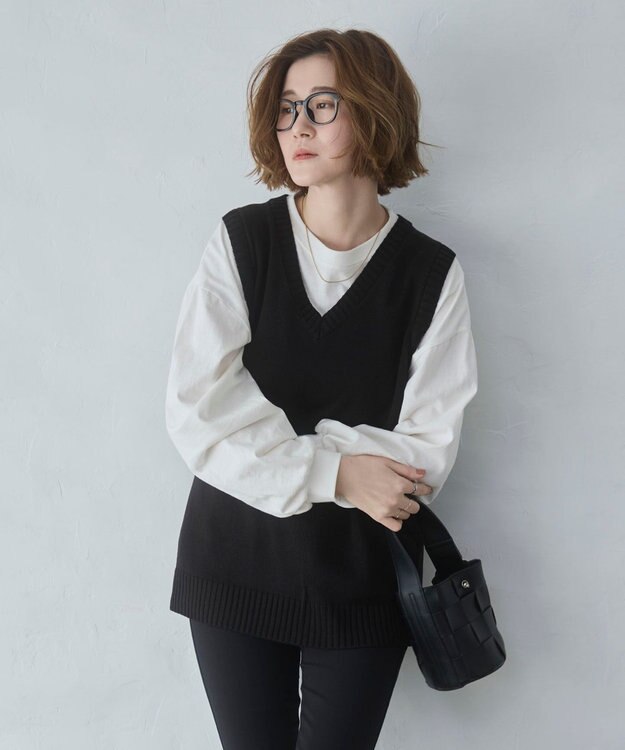 WEGO 【2026春夏】ベーシックニットベスト ブラック