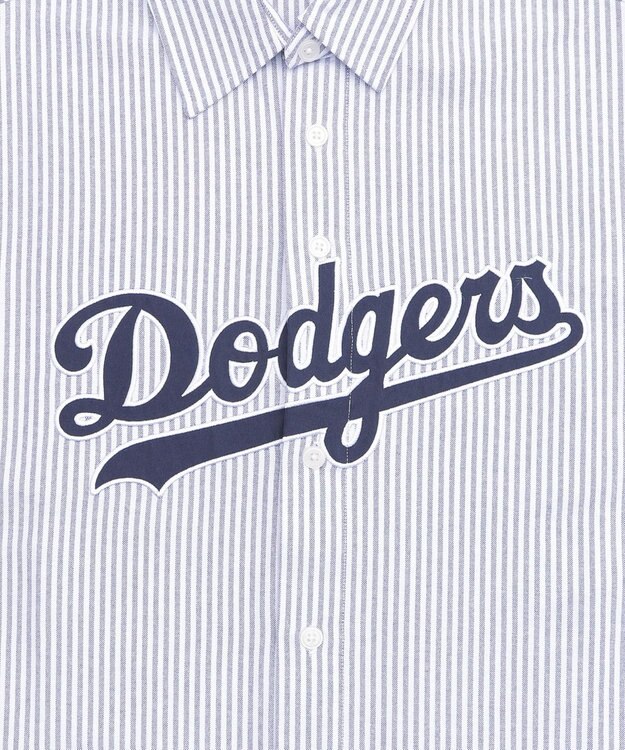 WEGO 【ユニセックス着用ITEM】別注MLBストライプグラフィックシャツ（SS） ブルーストライプ