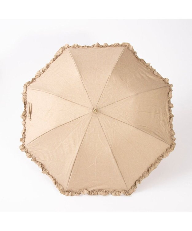 UNBILLION カシュネ cachenez / 【晴雨兼用】【日傘】 シャンプレーフリルトップレス折りたたみ傘 キャメル