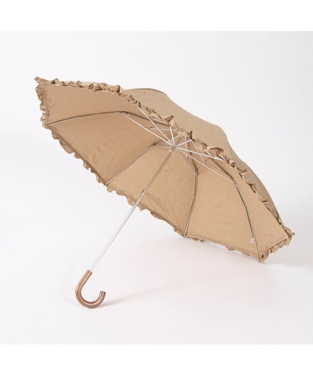 UNBILLION カシュネ cachenez / 【晴雨兼用】【日傘】 シャンプレーフリルトップレス折りたたみ傘 キャメル