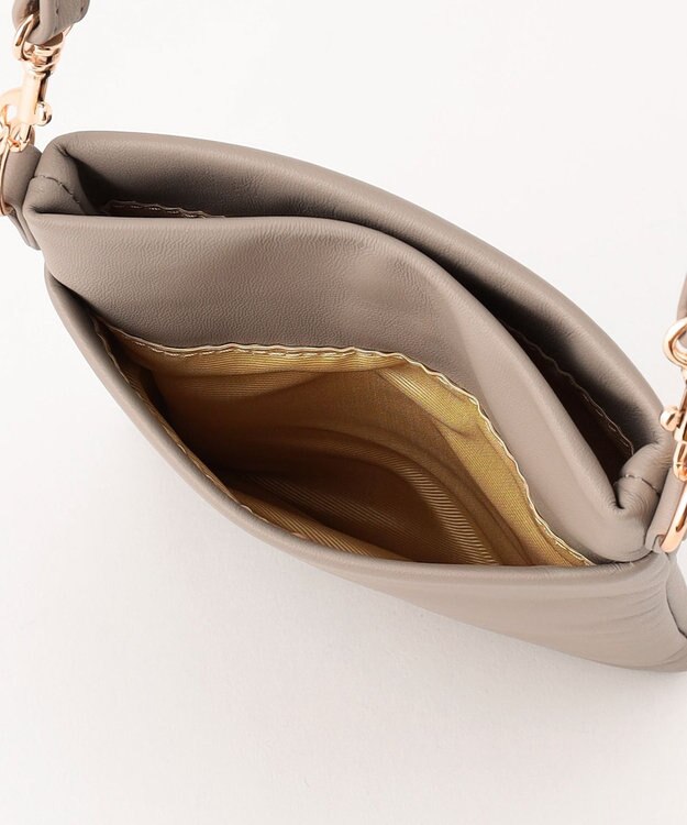 LA BAGAGERIE シープレザー　スクエアミニマムポシェット グレージュ