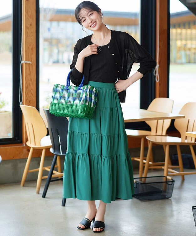 Tiaclasse 麻タッチカーディガン ブラック