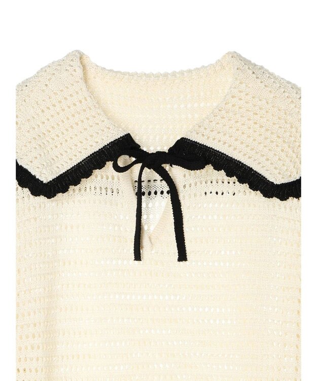 Green Parks クロシェ風セーラーカラーニット Off White