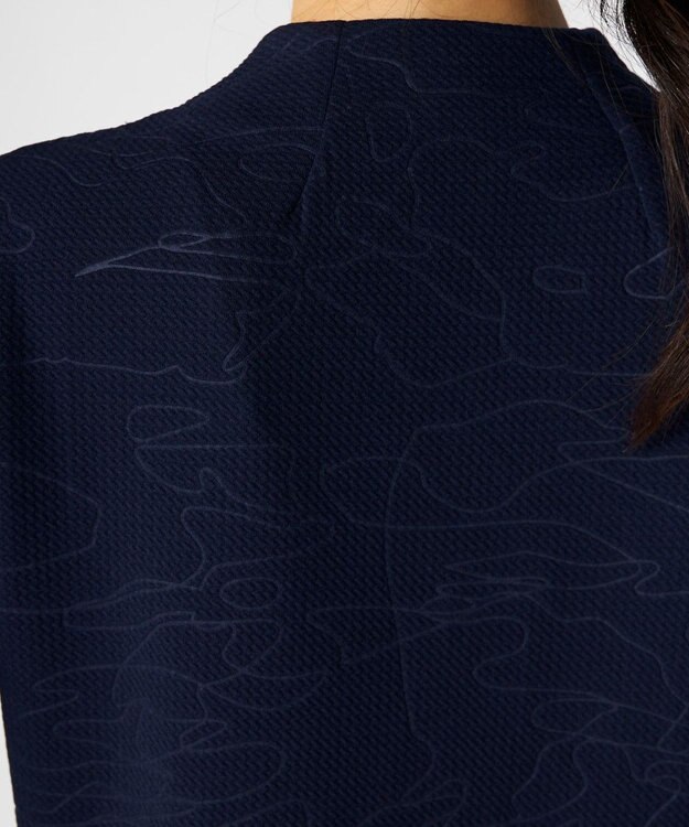 FILA GOLF／marie claire 【FILA GOLF】 チェッカーフラッグ柄エンボス半袖シャツ ネイビー