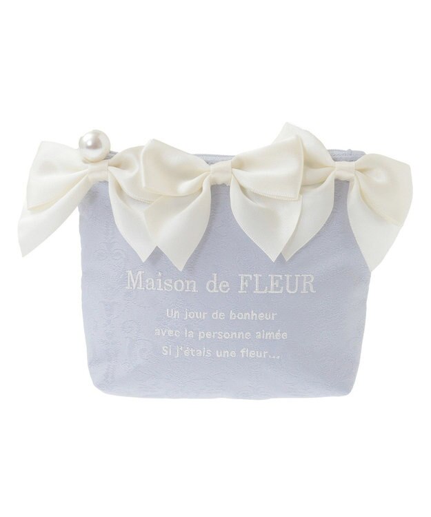 Maison de FLEUR ジャカードリボンポーチ Blue
