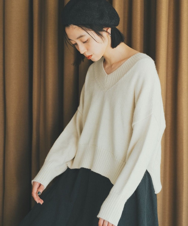 TOQUE 〈大草直子さんアドバイザー〉ベビーアルパカ 2WAY Vネックニット オフ