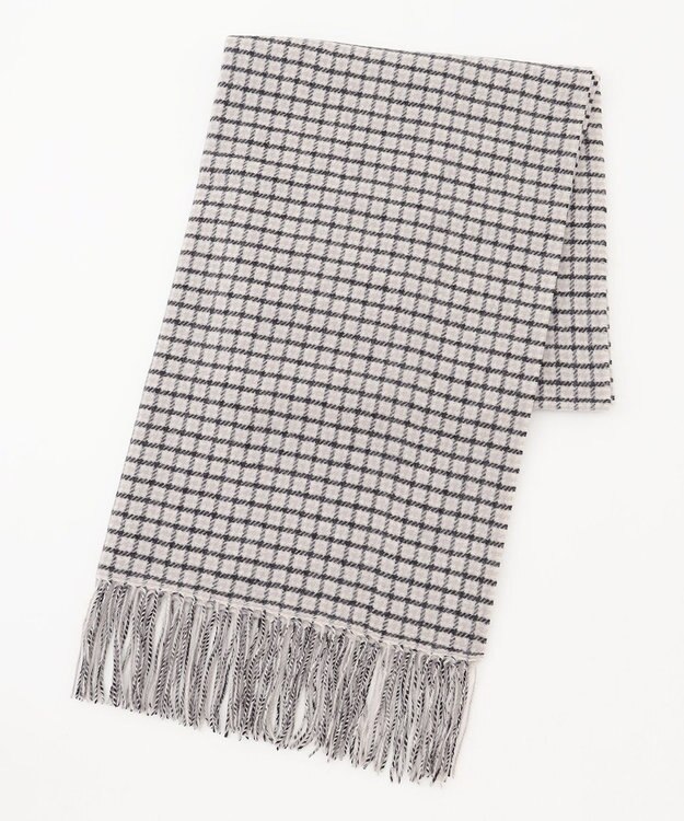 自由区 カシミヤ紡毛ガンクラブチェック ストール モノトーン系