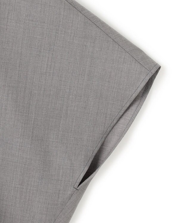 ICB L 【洗える】T/Wブロード ボウタイブラウス ライトグレー系